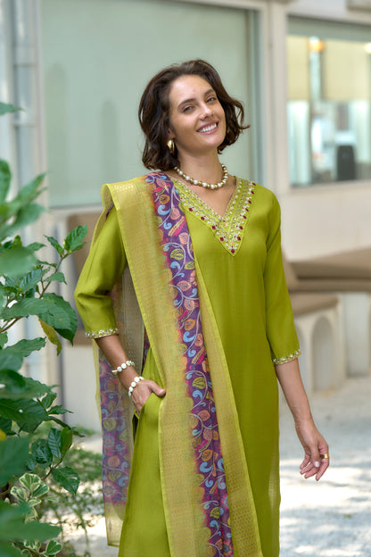 Elevate your ethnic wardrobe with this beautifully designed kurta set