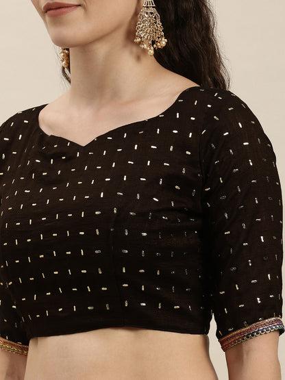 Gorgeous Brown Beads and Stones Work Saree