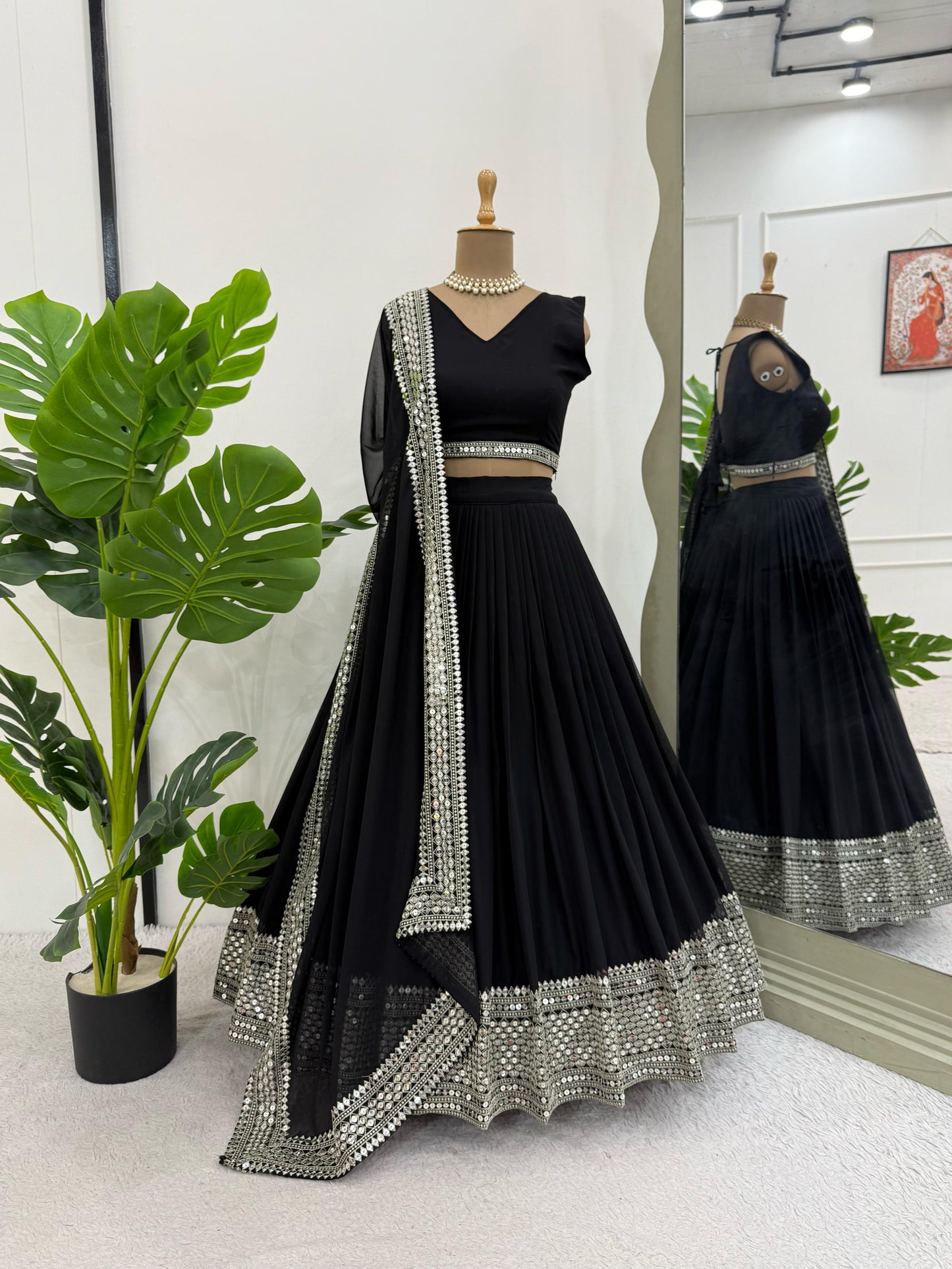 Party Wear Sequence Work Black Color Lehenga Choli