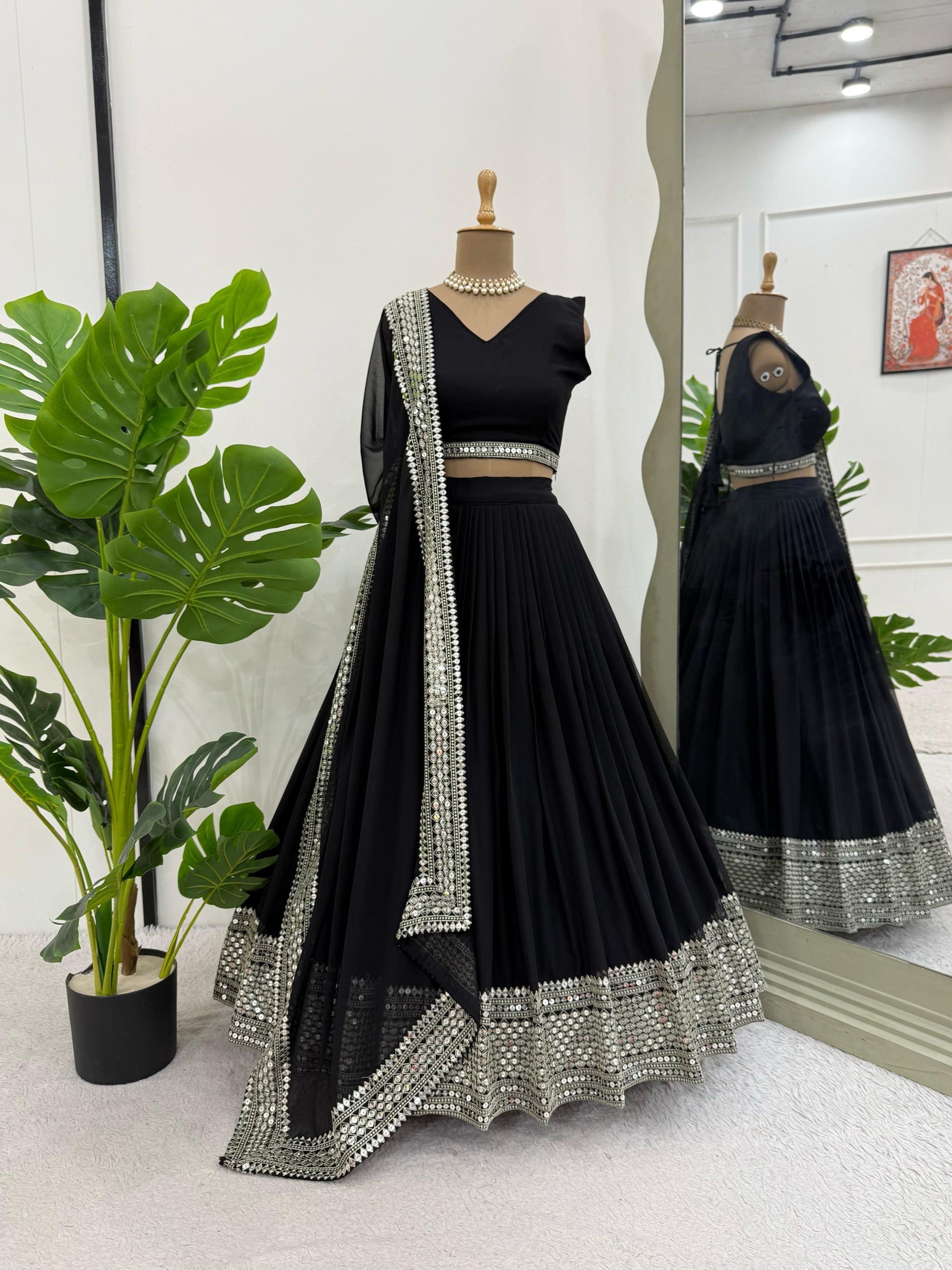 Party Wear Sequence Work Black Color Lehenga Choli