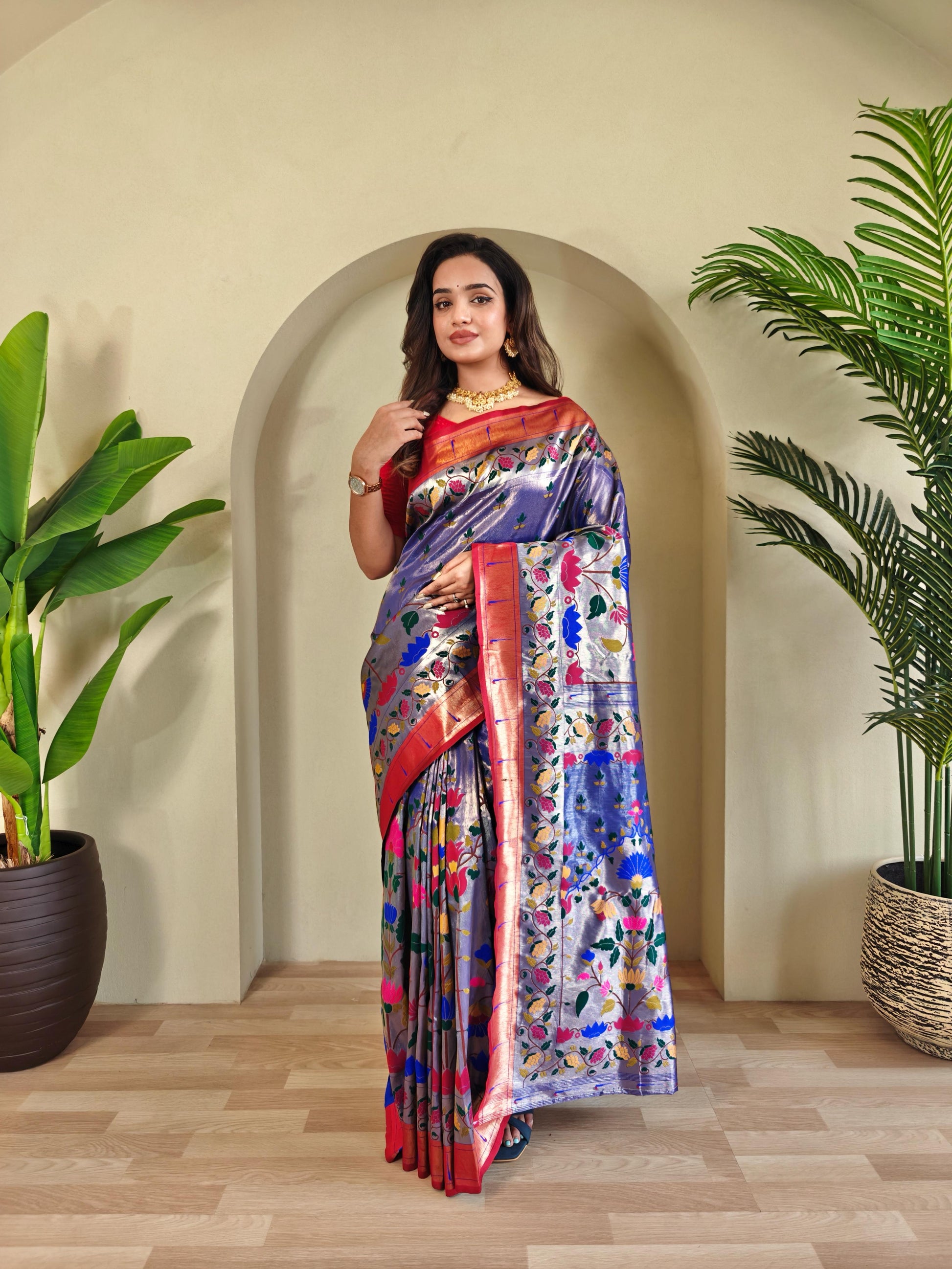 Wonderful Paithani Silk Purple Color Saree