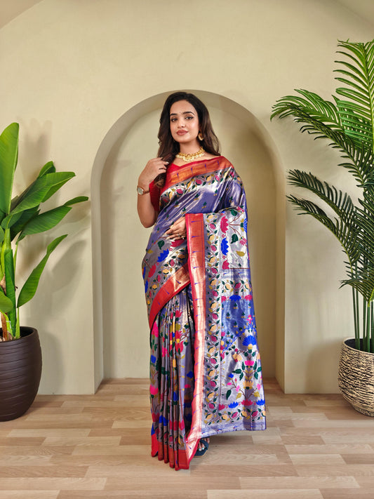 Wonderful Paithani Silk Purple Color Saree
