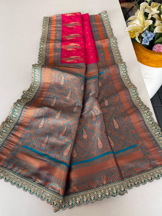 Peaceful Paithani Silk Pink Color Saree