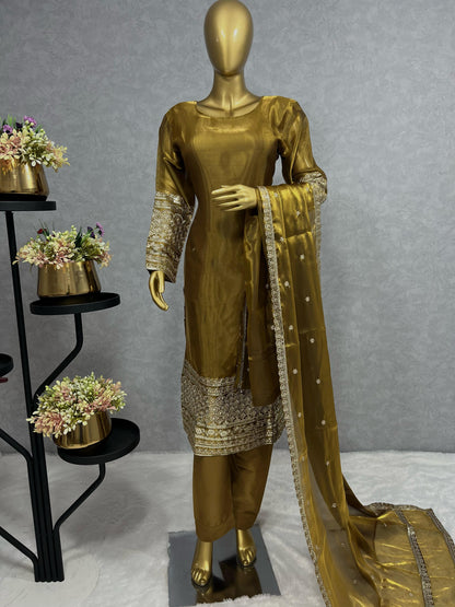 Glorious Jimmy Chu Brown Color salwar Suit
