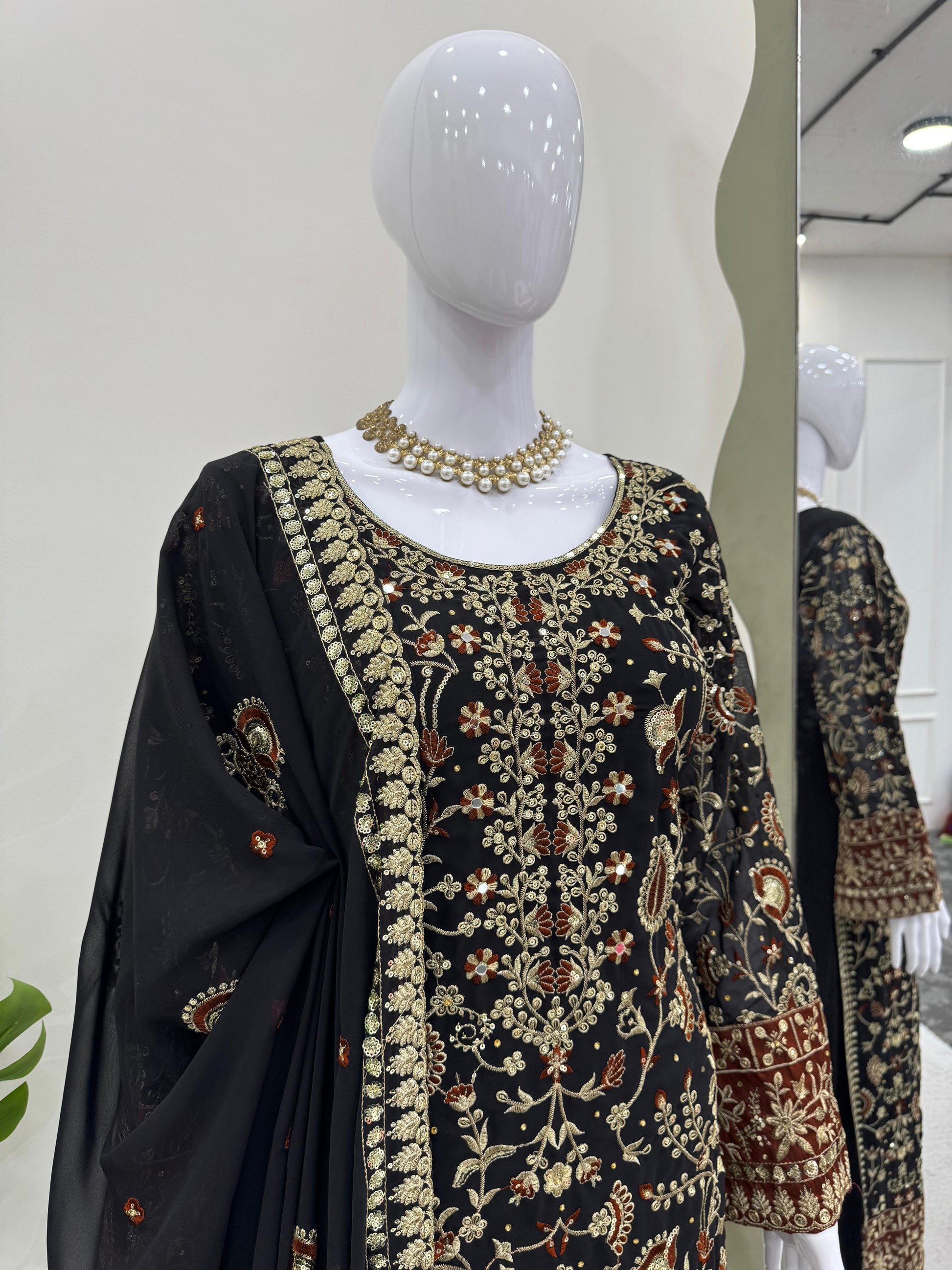 Classic Gorgette Black Color Salwar Suit
