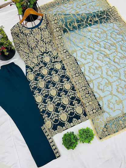 Bridal Wear Georgette Green Color Salwar Suit