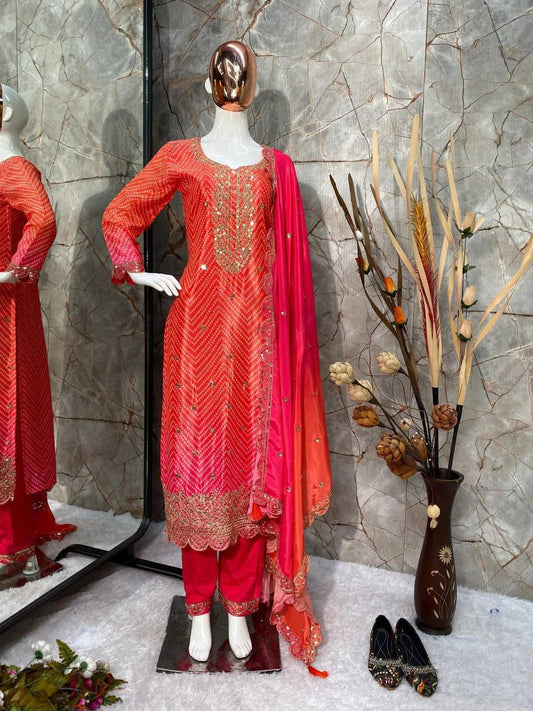 Shilpa Shetty Bollywood Orange With Pink Color Salwar Suit