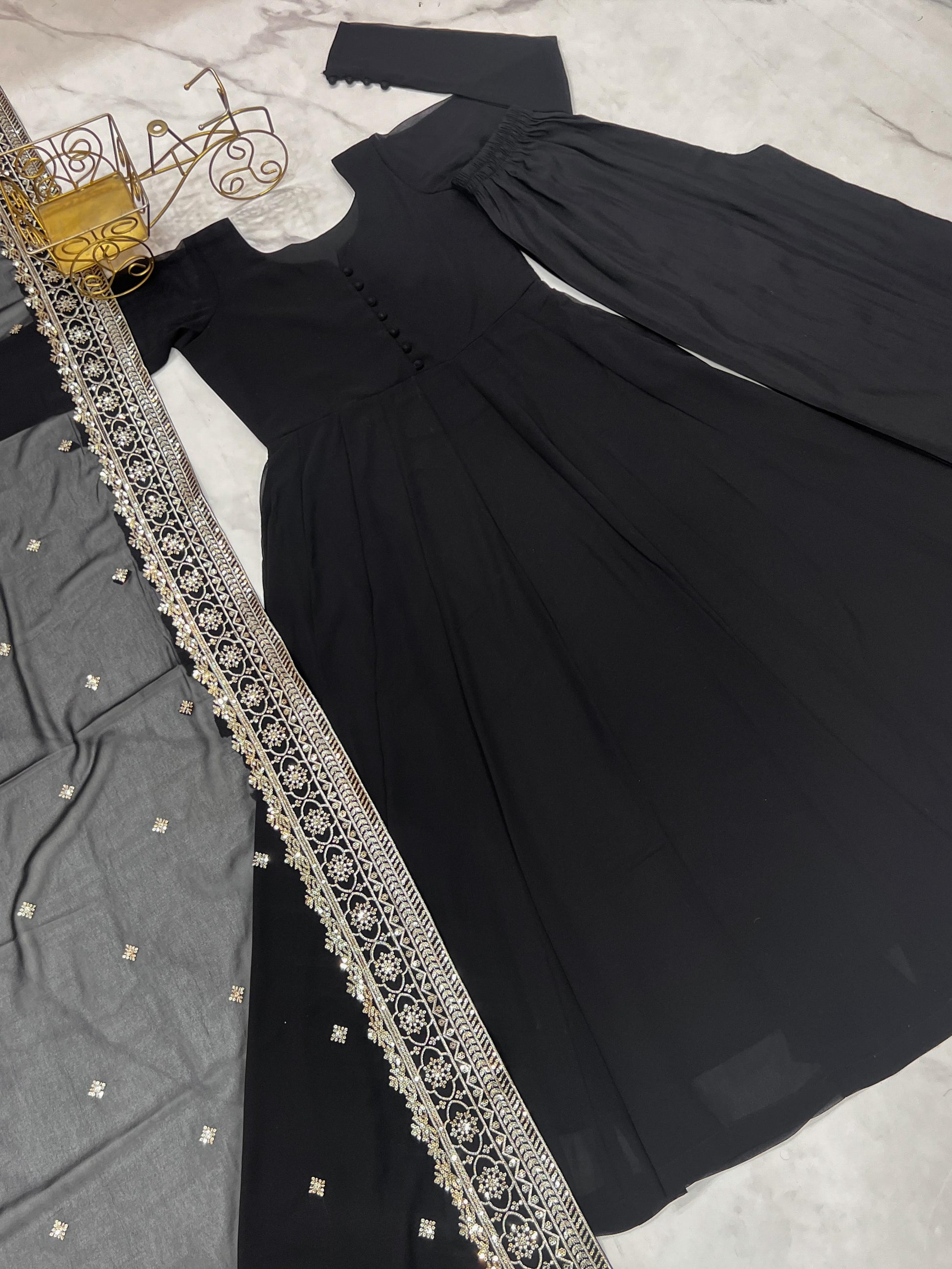 Party Wear Georgette Black Color Gown
