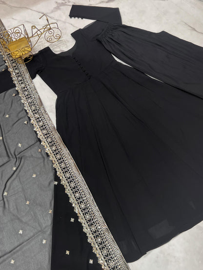 Party Wear Georgette Black Color Gown