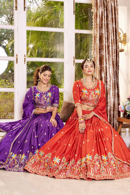 Designer Pure Crepe Silk Wedding Wear Lehenga Choli