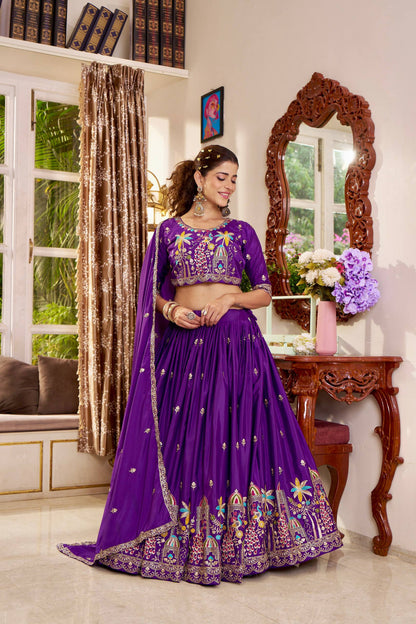 Designer Pure Crepe Silk Wedding Wear Lehenga Choli