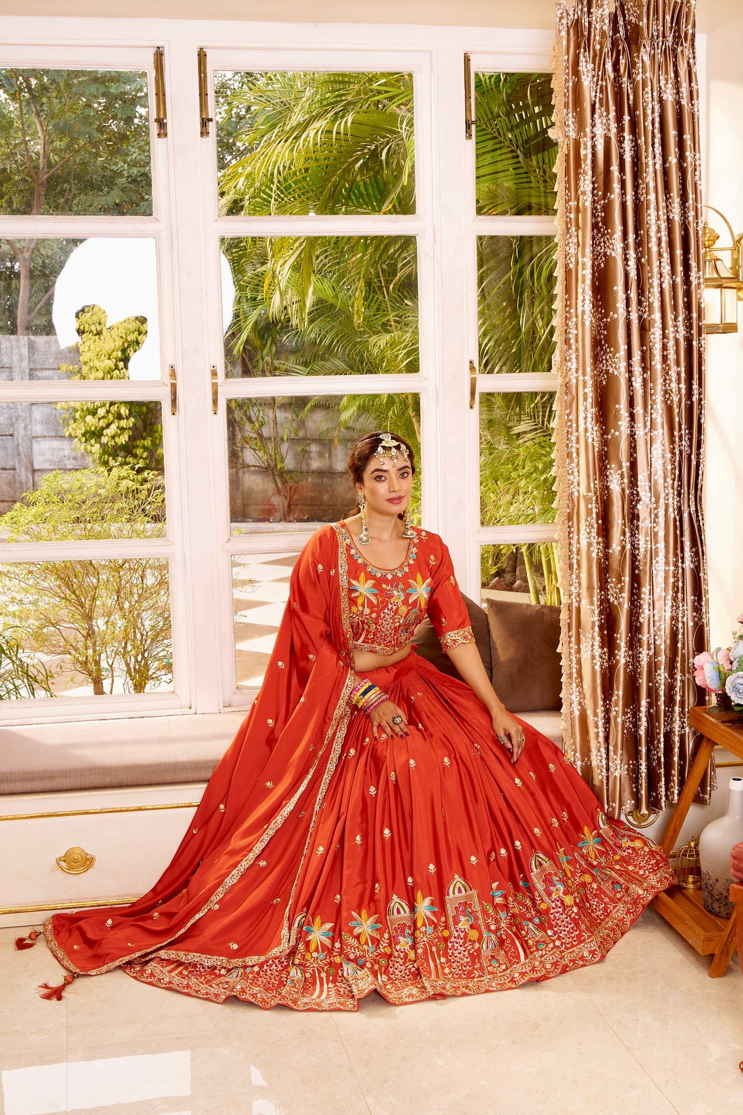 Designer Pure Crepe Silk Wedding Wear Lehenga Choli
