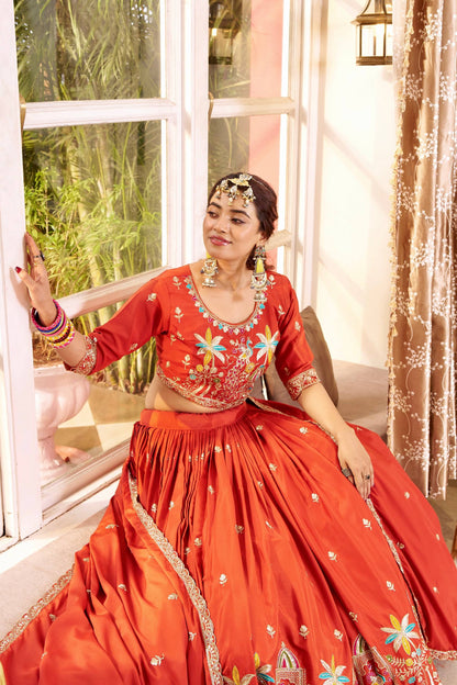 Designer Pure Crepe Silk Wedding Wear Lehenga Choli