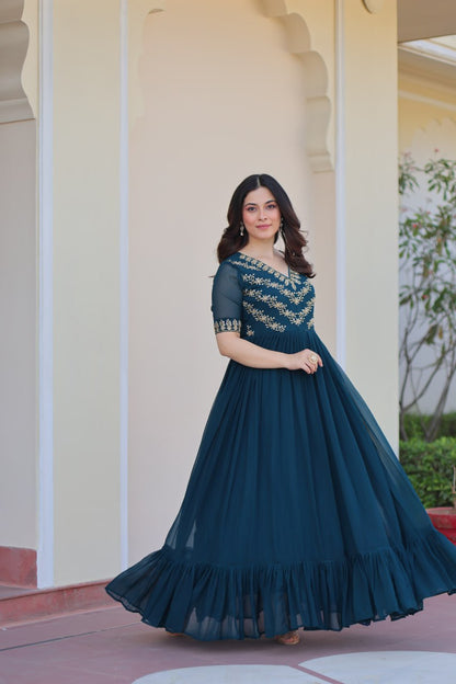 Rama Color Embroidered Designer Gown