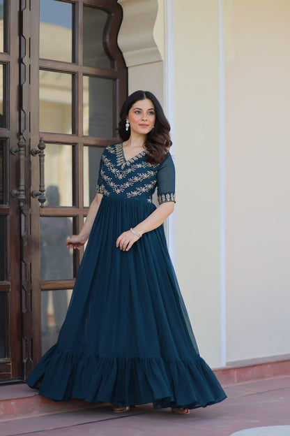 Rama Color Embroidered Designer Gown