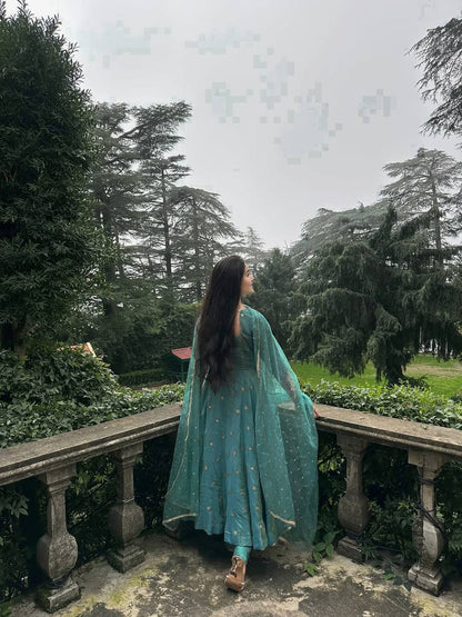 Gorgeous Green Color Embrodered Designer Anarkali Suit