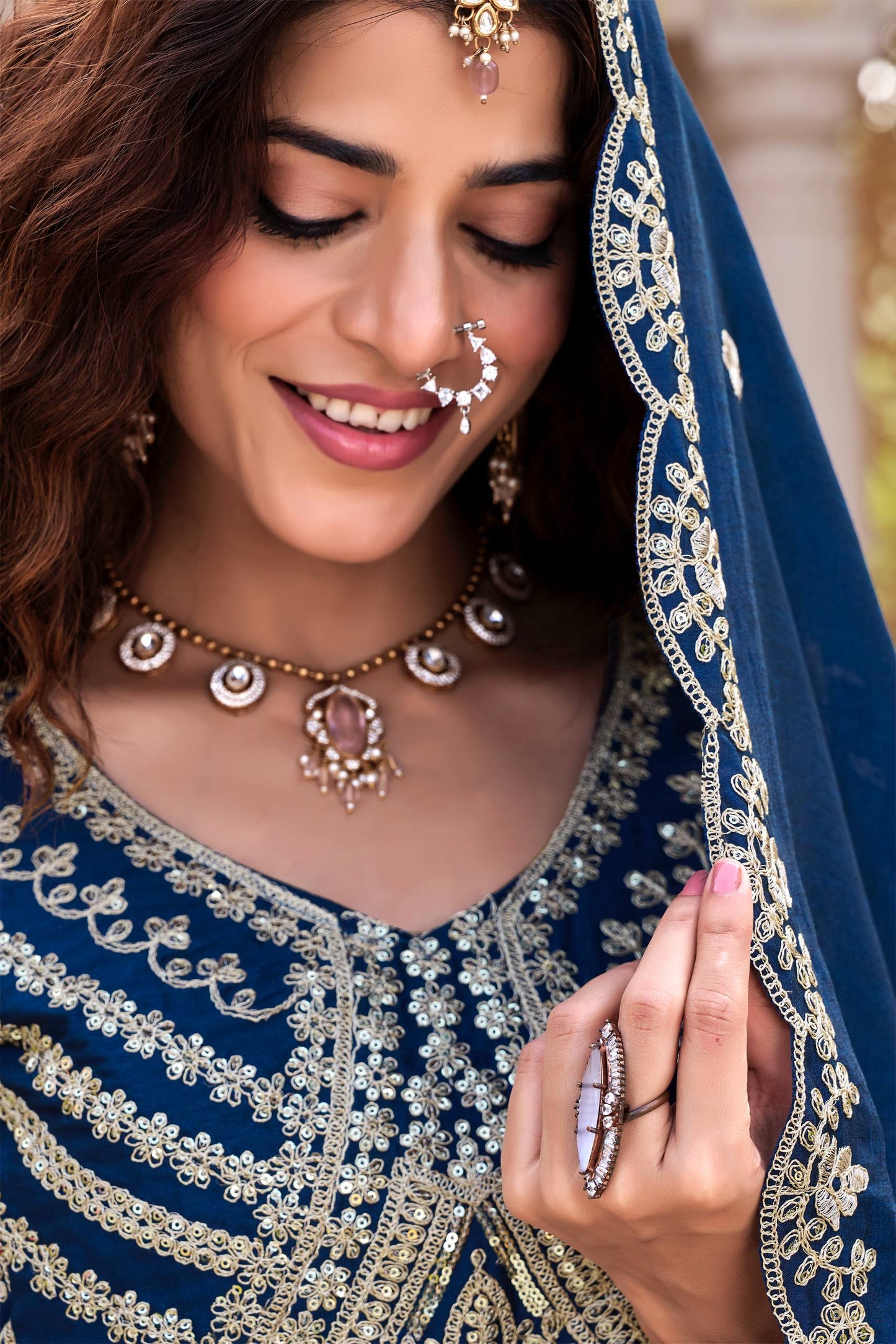 Exclusive Blue Color Embroidery with Thread Work Lehenga Choli