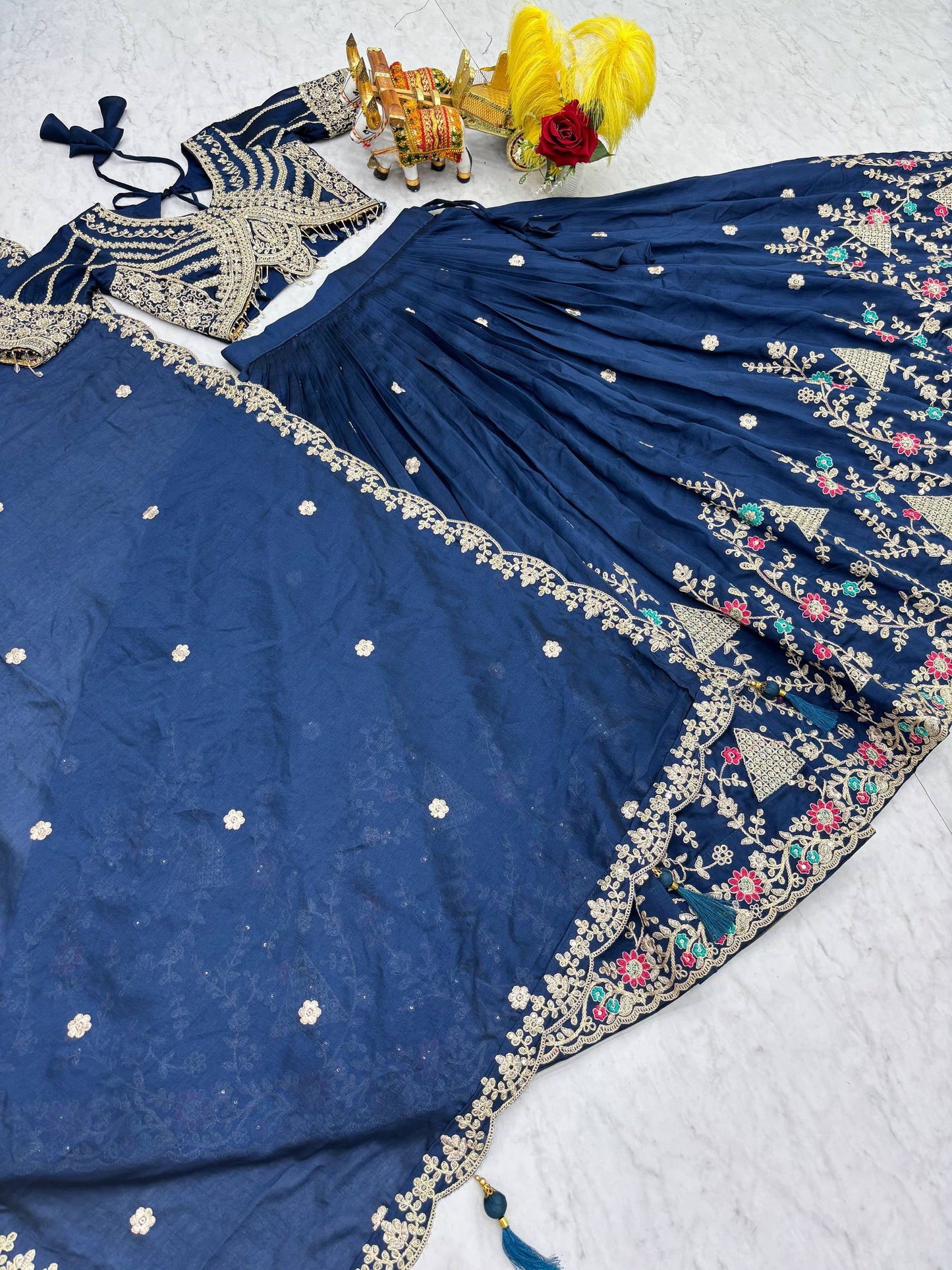 Exclusive Blue Color Embroidery with Thread Work Lehenga Choli