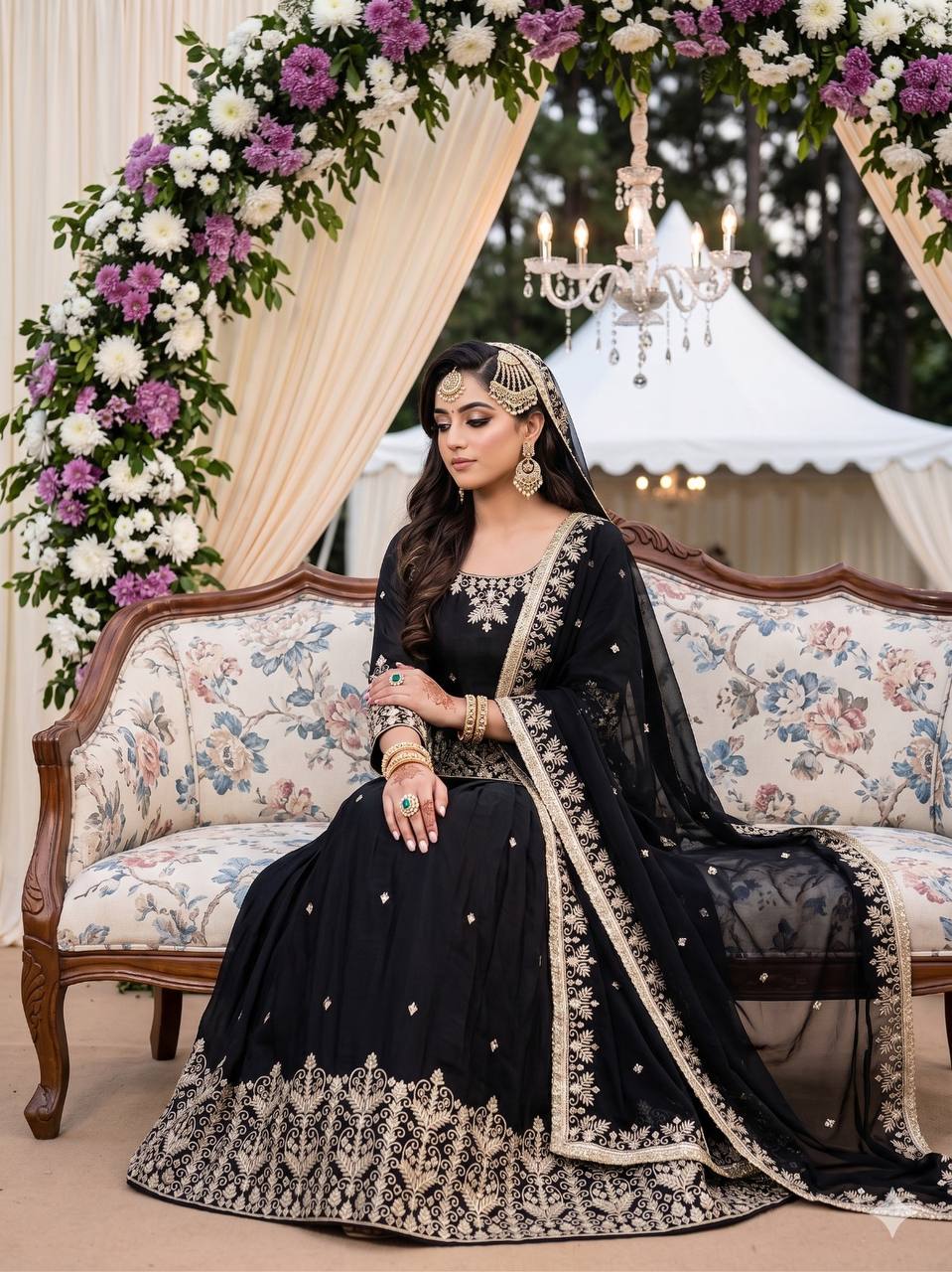 Designer French Silk With Real Mirror Handwork Lehenga Suit