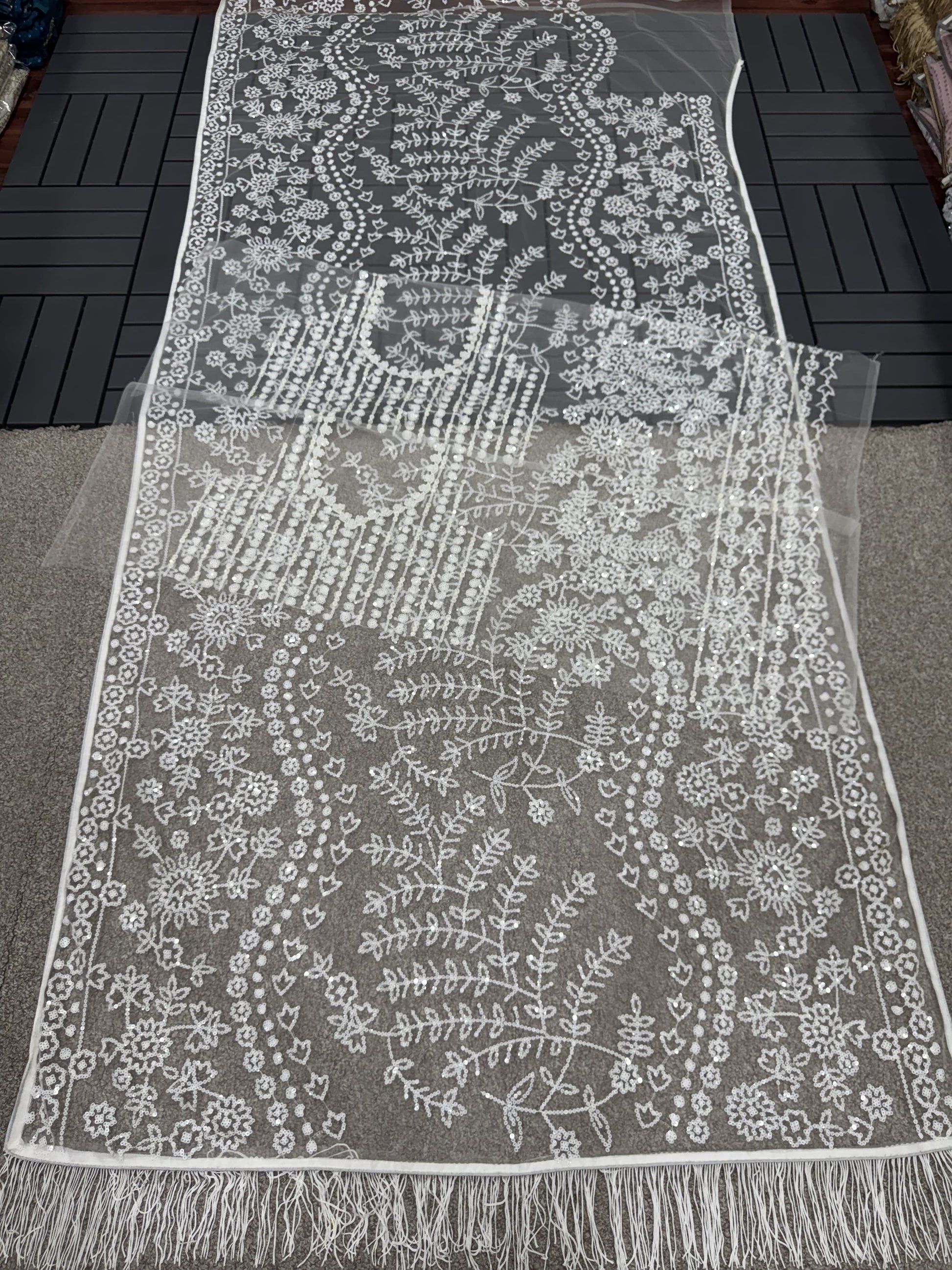 Captivating Embroidery Work White Color Designer Saree