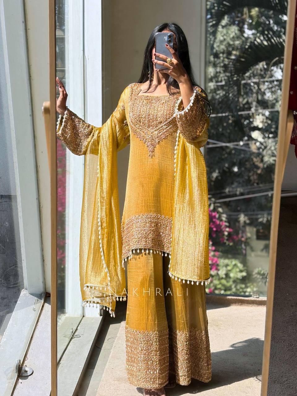 Wedding Wear Fendy Silk Embroidered Sharara Suit Set