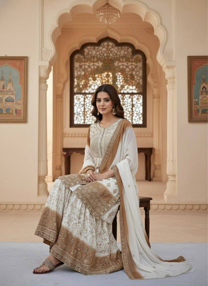 Pakistani Wear Dual Tone Brown Color Georgette Palazzo Suit Set
