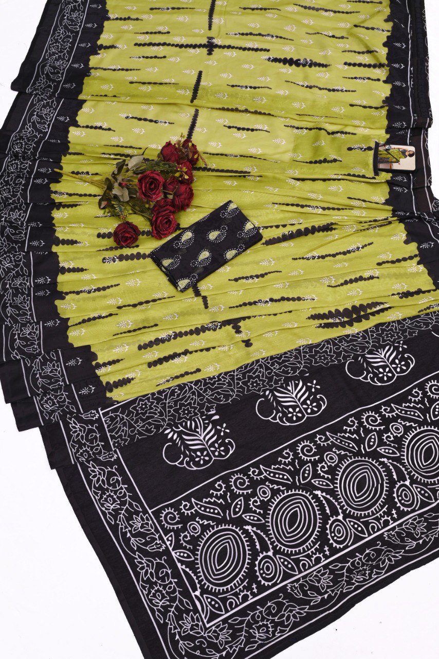 Wedding Wear Green Color Printed Ready To Wear Saree