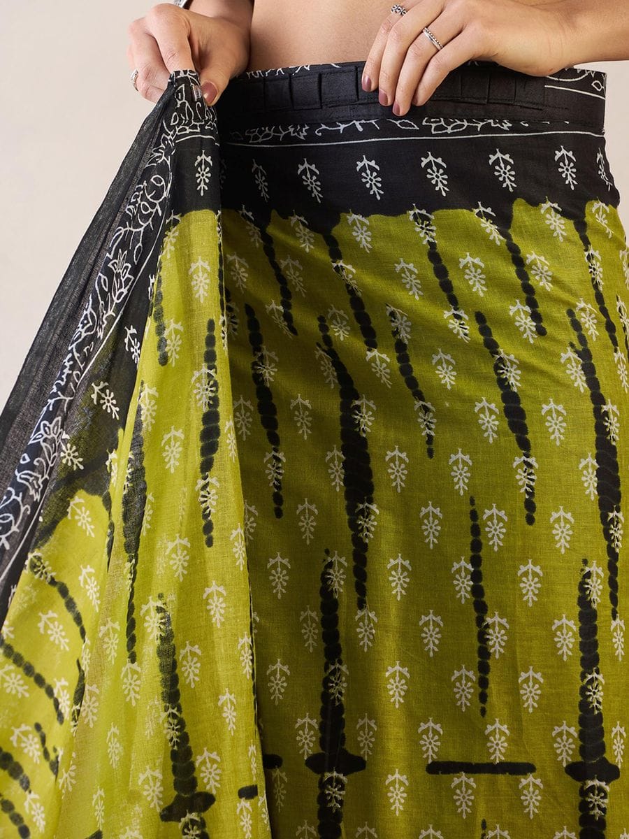 Wedding Wear Green Color Printed Ready To Wear Saree
