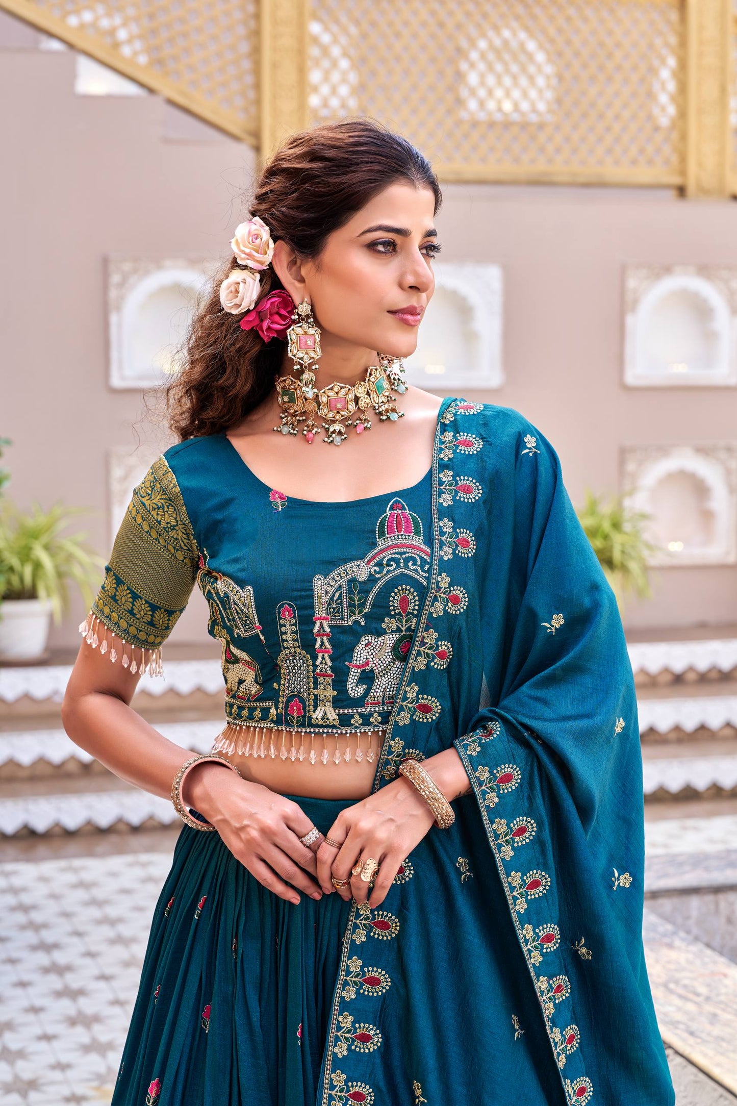 Traditional Wear Blue Color Heavy Embroidery Sequence Lehenga Set