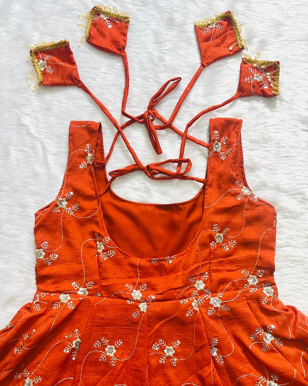 Radiant Elegance Orange Embroidered Designer Anarkali Suit Set