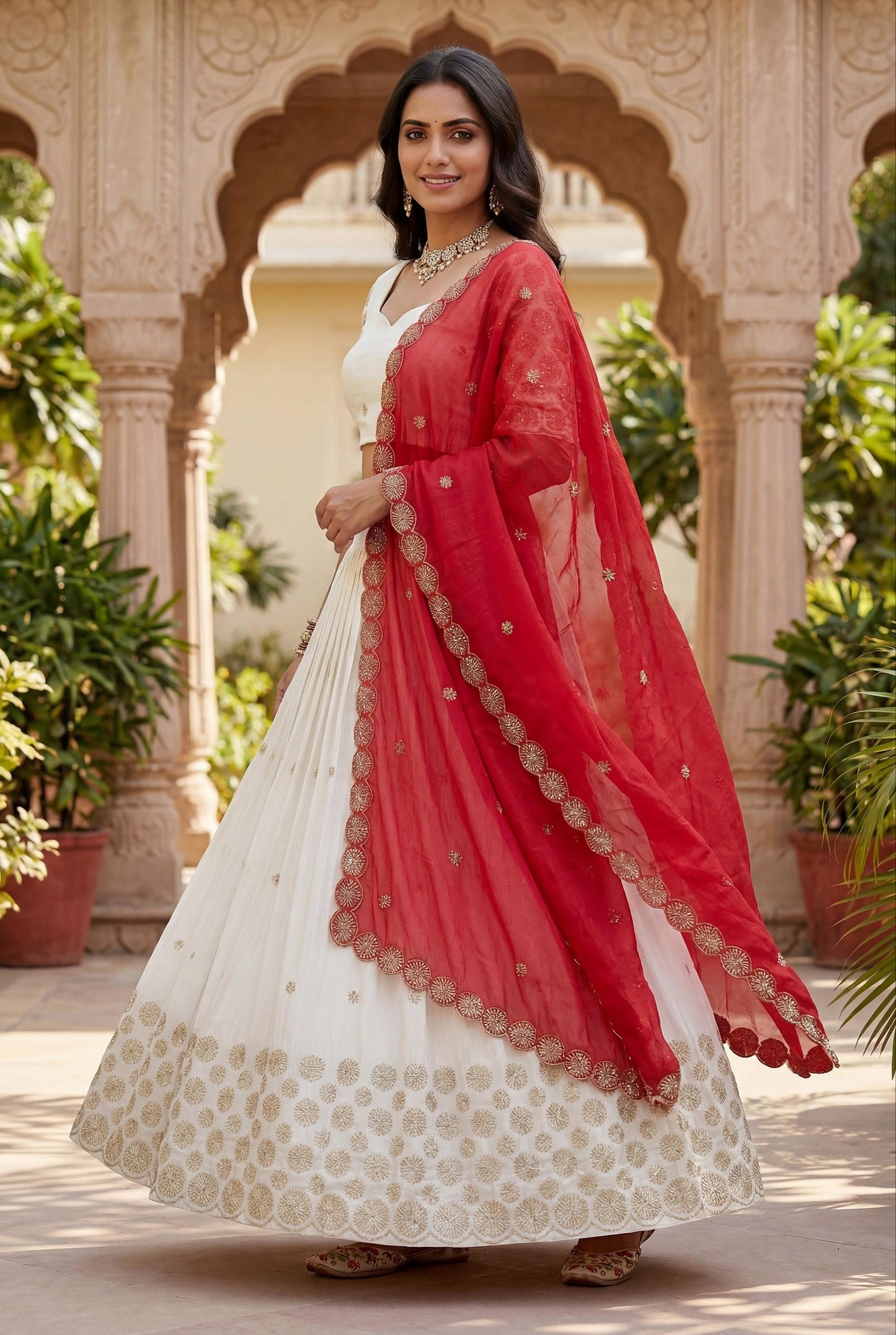 Luxuriant Red Color Embroidered With Sequence Work Lehenga Choli