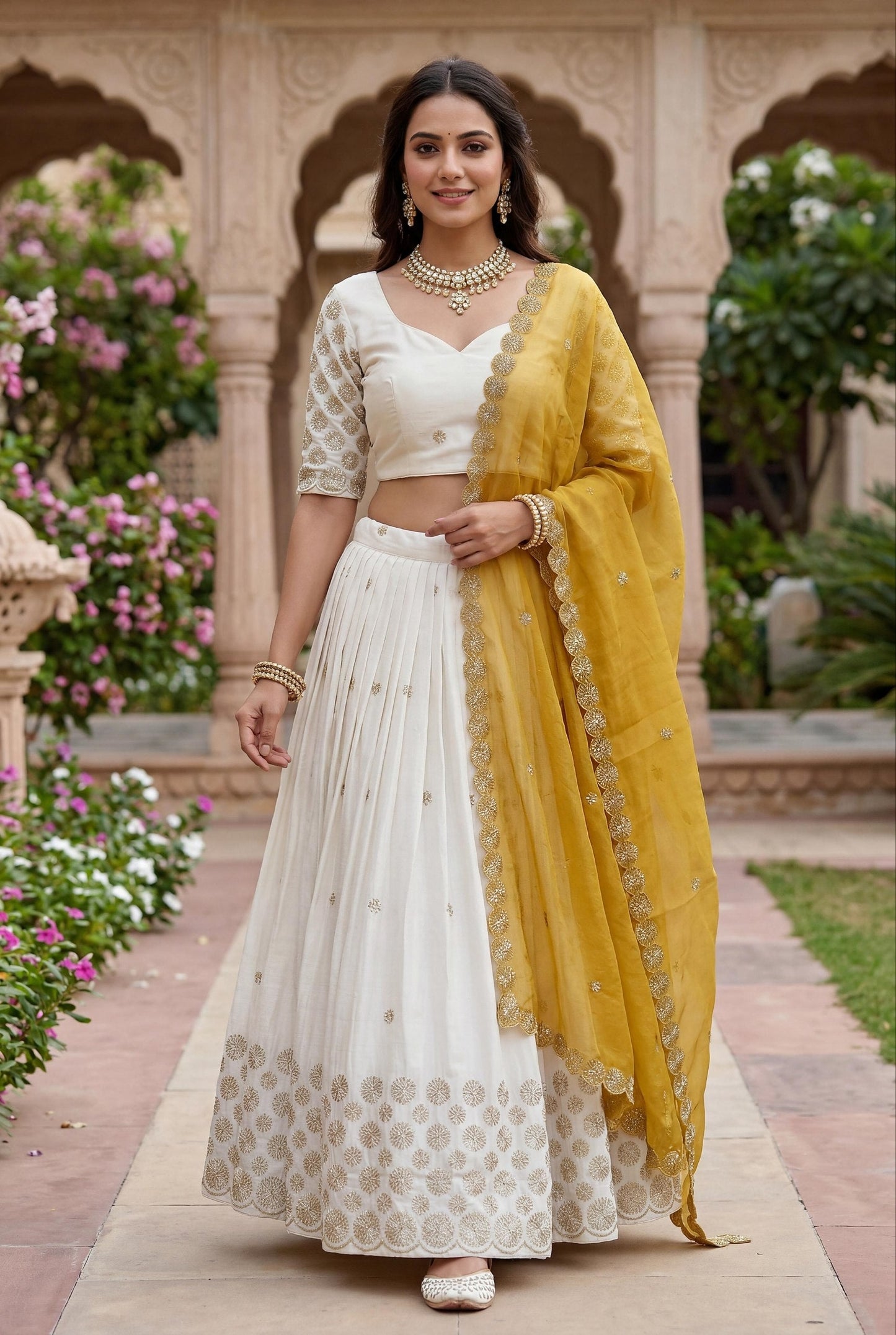 Luxuriant Mustard Color Embroidered With Sequence Work Lehenga Choli