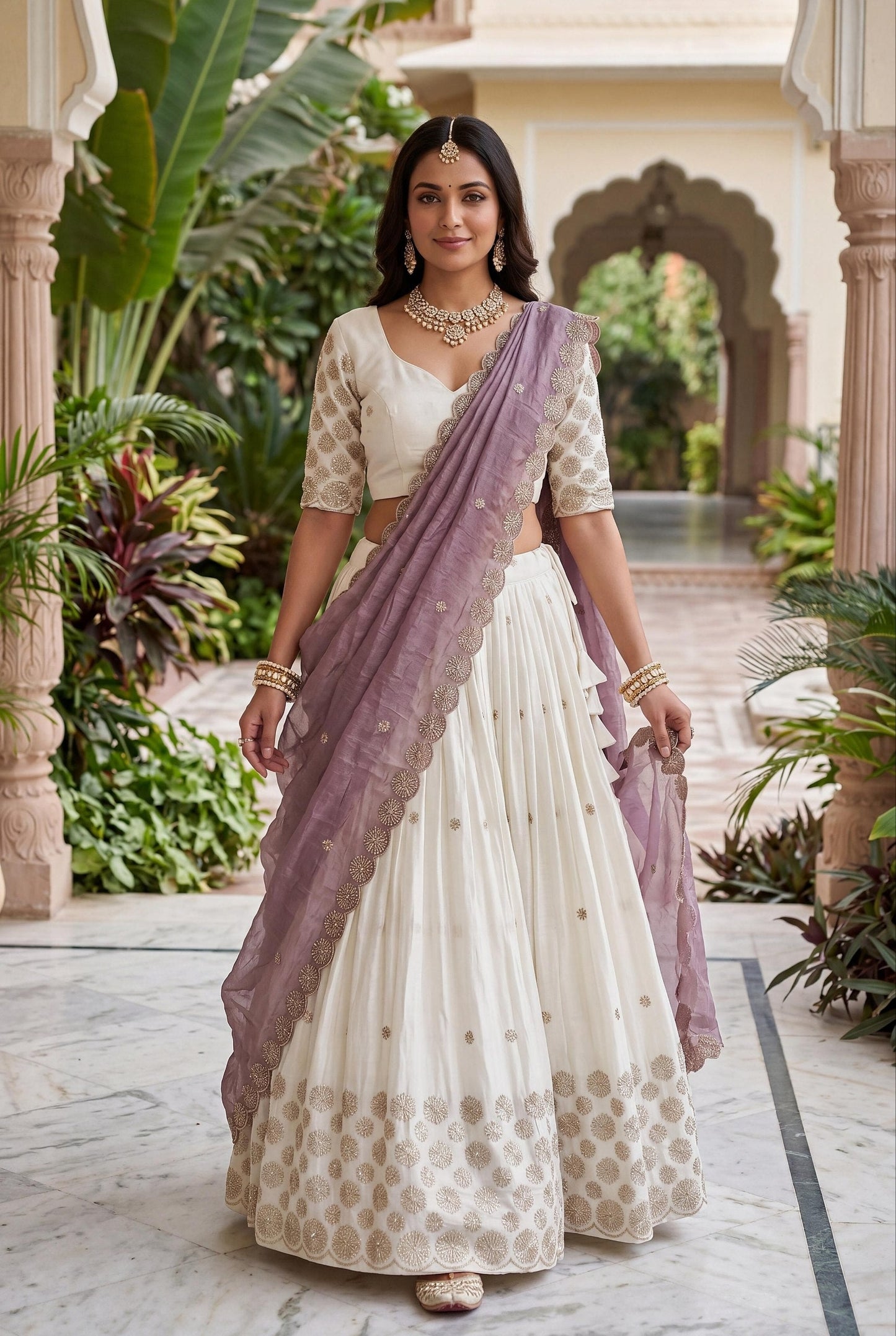 Wedding Lavender Color Embroidered With Sequence Work Lehenga Choli