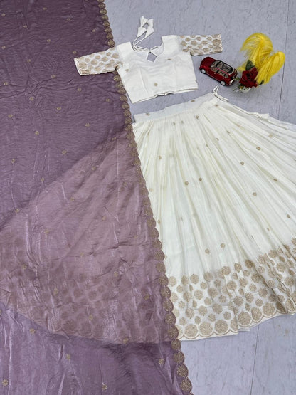 Wedding Lavender Color Embroidered With Sequence Work Lehenga Choli