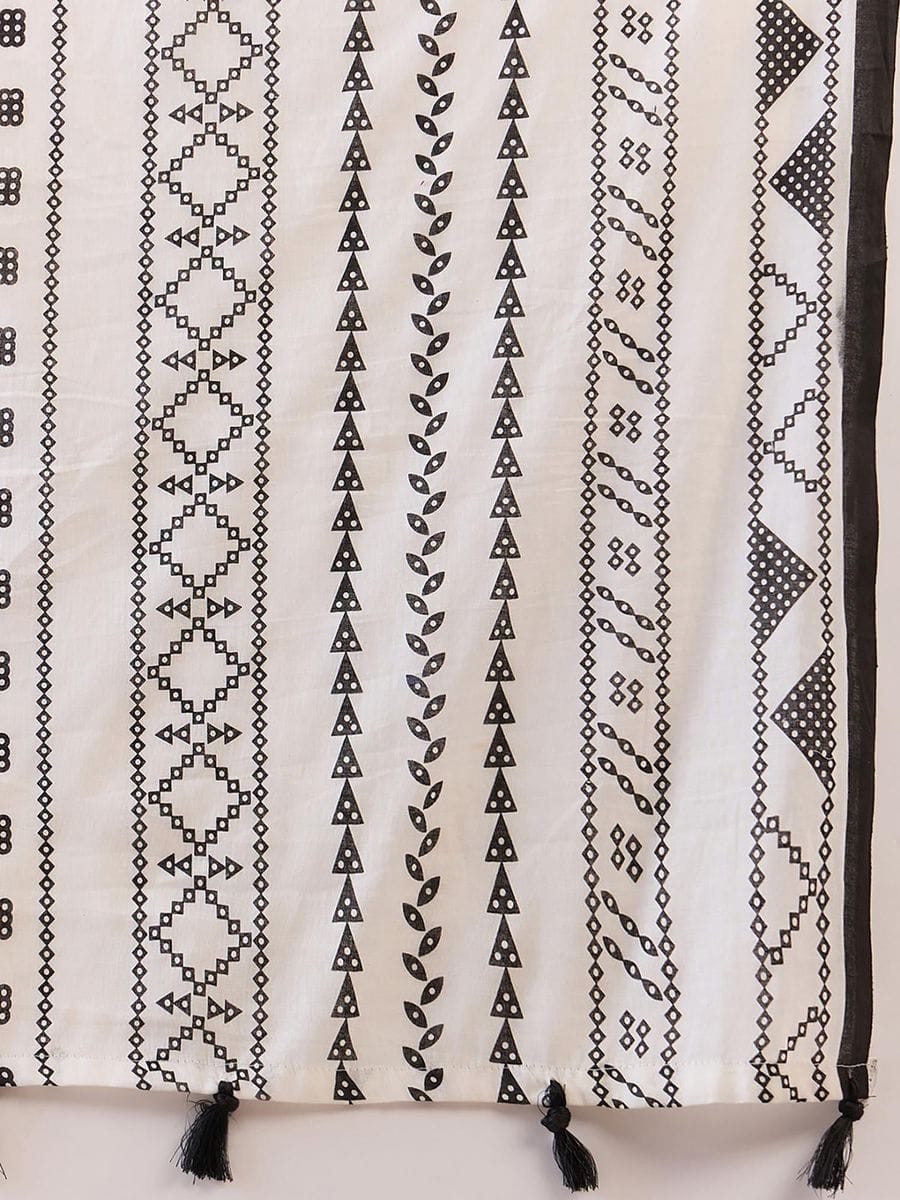 Precious White Color Printed Saree With Blouse