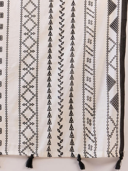 Precious White Color Printed Saree With Blouse