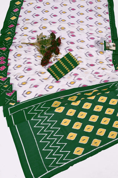 Precenting Green Color Printed Saree With Blose