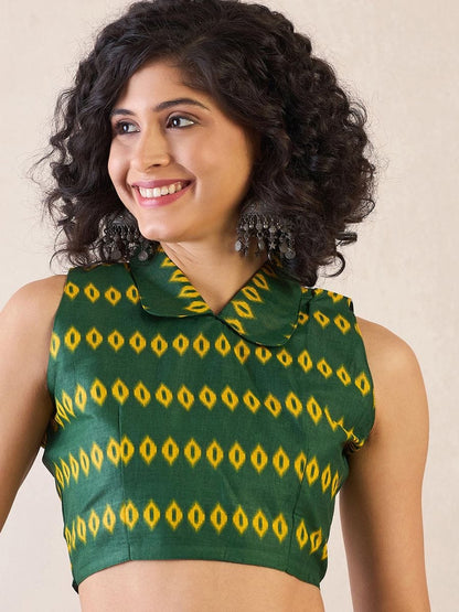 Precenting Green Color Printed Saree With Blose