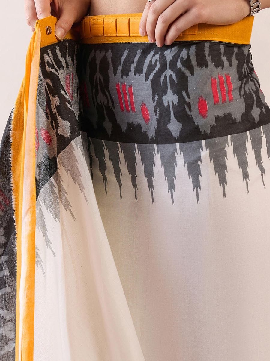 Classical Yellow Color Printed Saree With Blouse