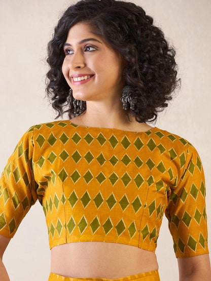 Stylish Yellow Color Printed Ready To Wear Saree With Blouse