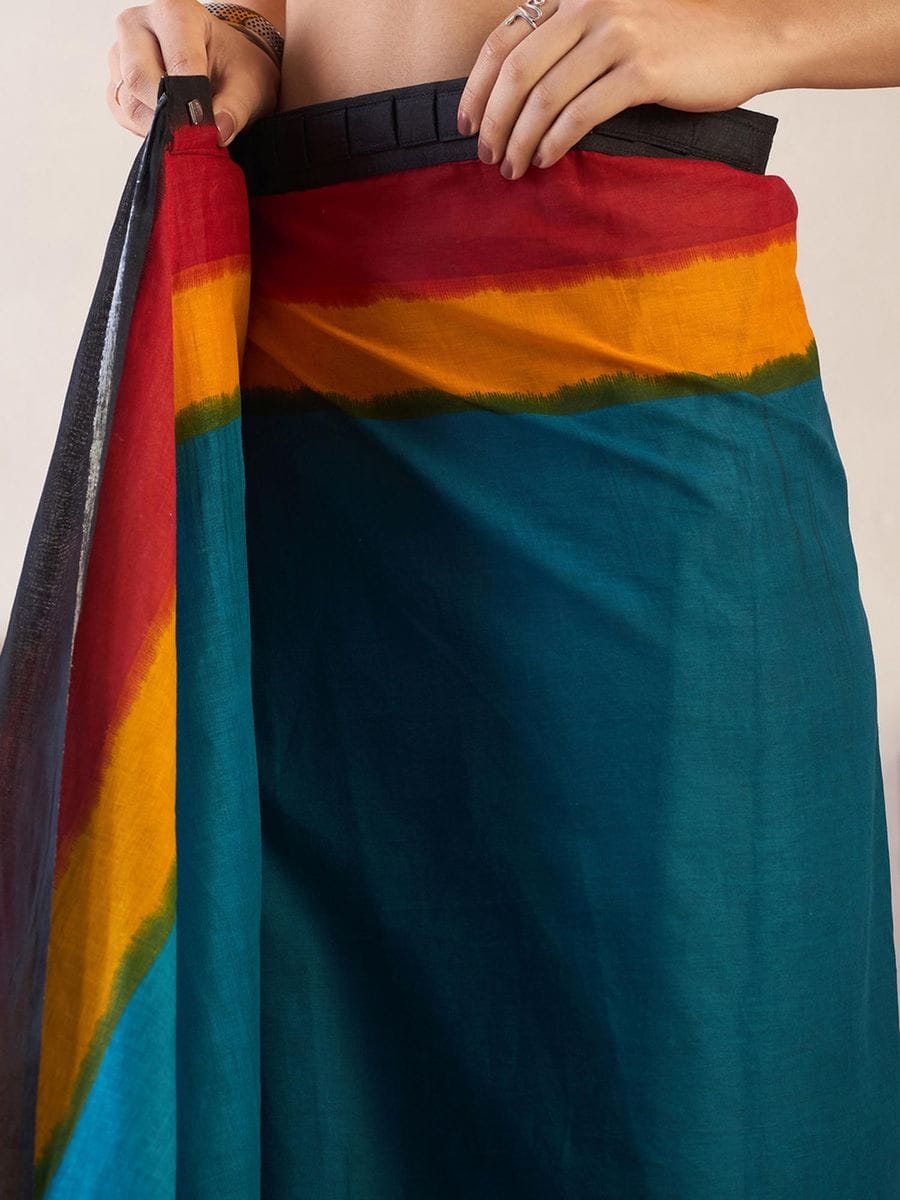 Gregouse Blue Color Printed Ready To Wear Saree With Blouse