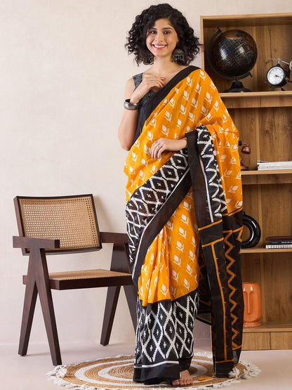 Addmiring Yellow Color Printed Ready To Wear Saree With Blouse