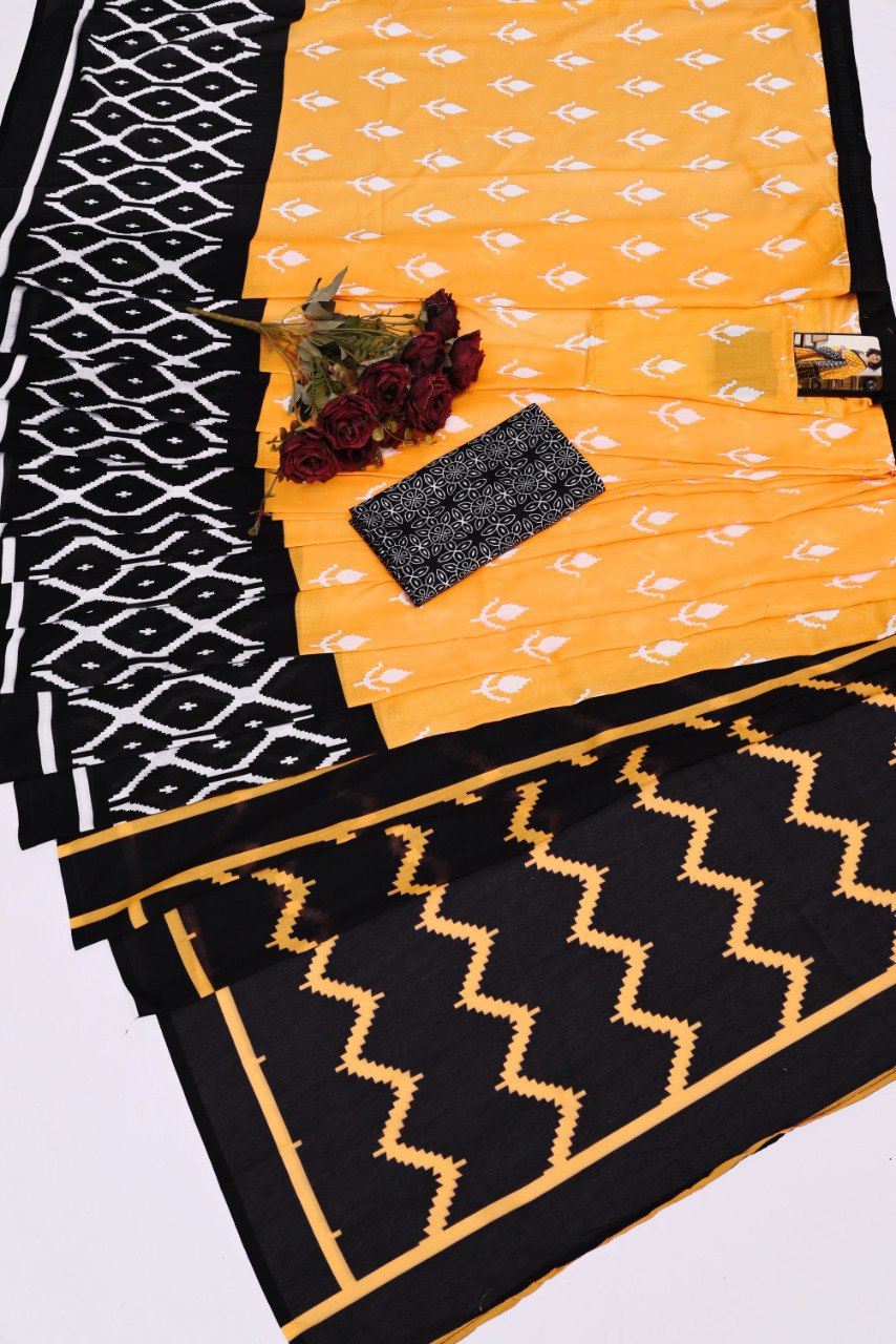 Addmiring Yellow Color Printed Ready To Wear Saree With Blouse