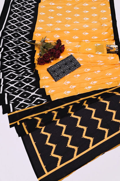 Addmiring Yellow Color Printed Ready To Wear Saree With Blouse