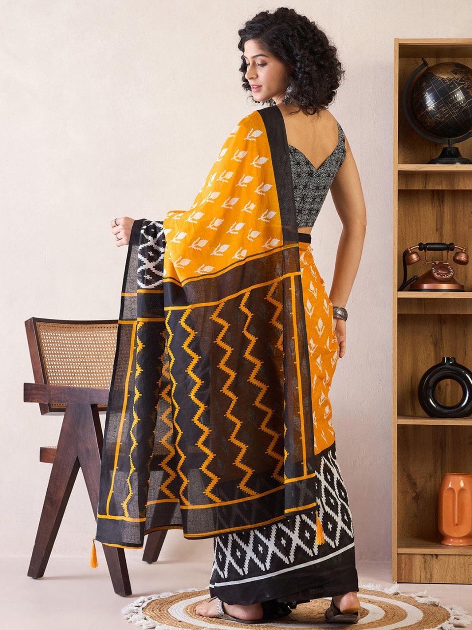 Addmiring Yellow Color Printed Ready To Wear Saree With Blouse