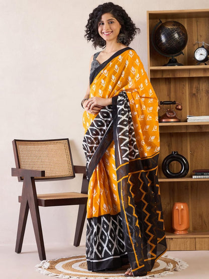 Addmiring Yellow Color Printed Ready To Wear Saree With Blouse