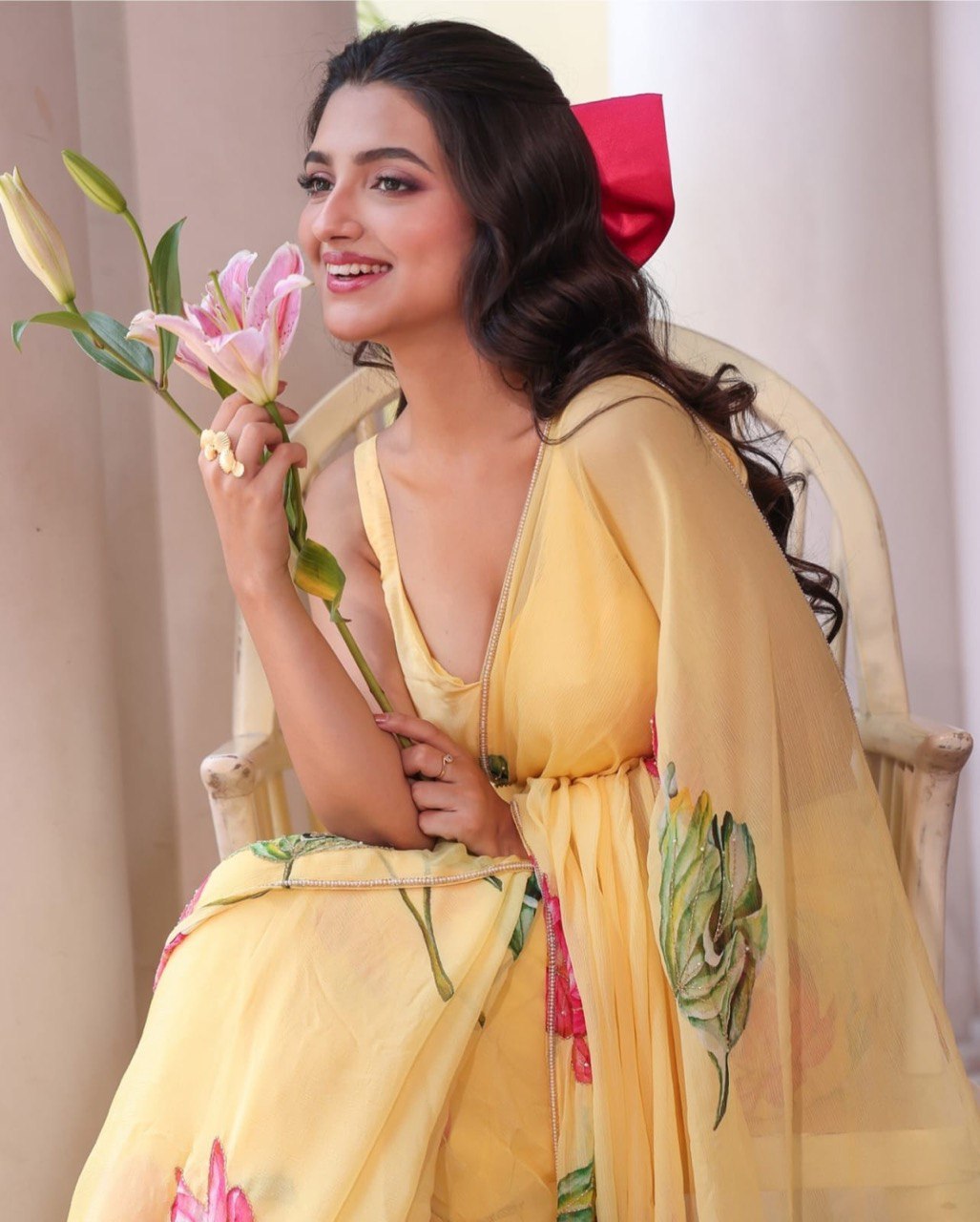 Ravishing Yellow Color Chiffon Silk Saree With Blouse
