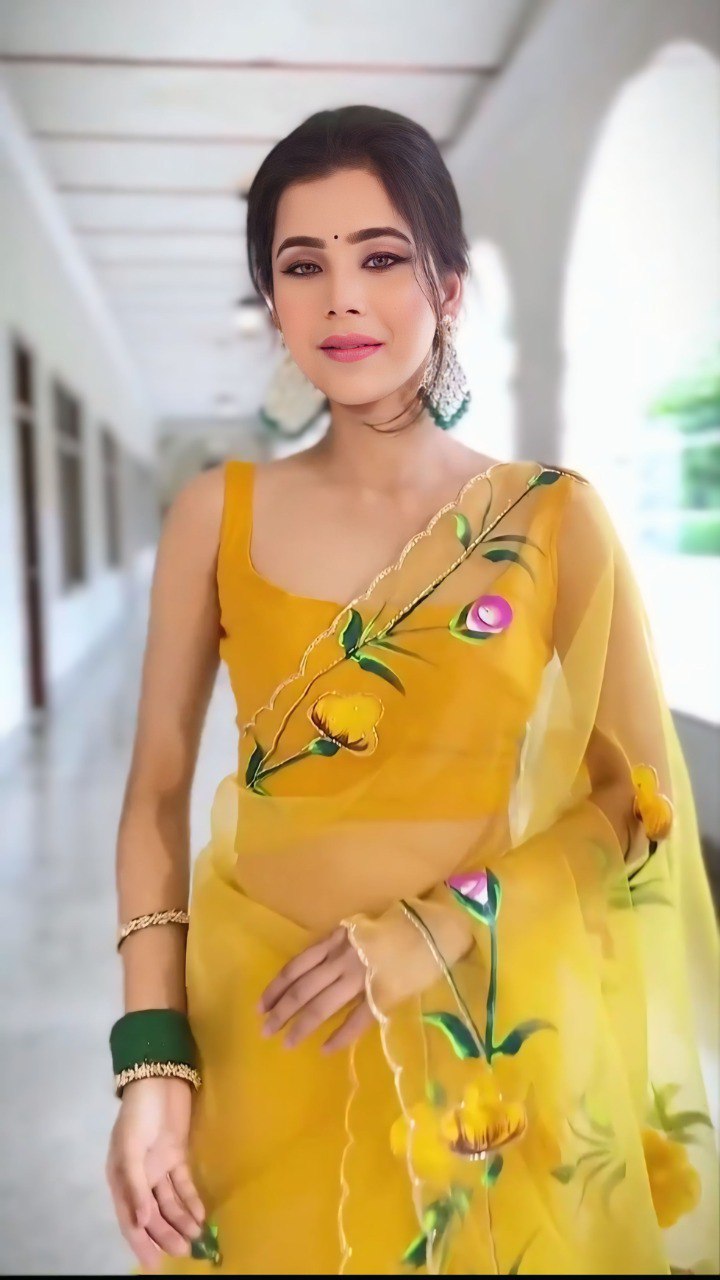 Ceremony Wear Yellow Color Organza Ready To Wear Saree With Blouse