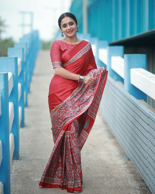 Exculsive Maroon Color Crep Silk Ready To Wear Saree With Blouse