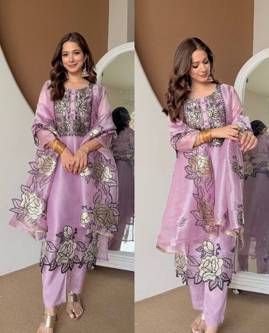 Wedding Wear Pink Color Thread Work Salwar Suit